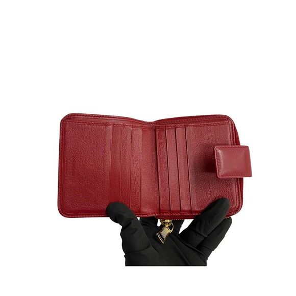 Pre Loved Yves Saint Laurent  YSL Monogram Small Wallet Red Leather - Picture 7 of 8